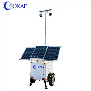Outdoor Solar Powered Mobile Sentry Security Trailer Portable Surveillance System CCTV Trailer with P2P IP PTZ Camera
