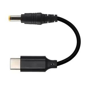 USB tipo C macho de entrada a Dc 5,5mm 2,1mm macho de 5V-20V 100W de potencia cable de carga de cabeza recta adaptador Cable de alimentación con la policía de Chip