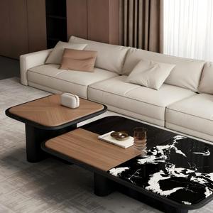 Mesa de Centro Moderna de Madera con Tapa de Vidrio Templado, Estilo Cuadrado, Lujosa y Sencilla, Mueble Duradero para Sala de Estar - Product Image 5