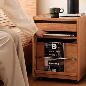 Time Series Bedside Table Cherry Wood <b>Narrow</b> Design Durable <b>Storage</b> Cabinet Bedroom Furniture - Product Image 4