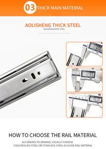 AOLISHENG Q235 فولاذ مدرفل على البارد 45 ، تمديد كامل ، دفع لفتح كروي ، حامل جانبي ، منزلق أدراج للخزانة - Product Image 3