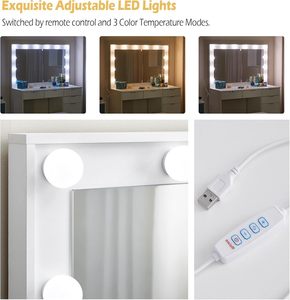 Hiện đại sơn mài trắng bàn trang điểm thiết lập gỗ phòng ngủ cô gái tủ quần áo trang điểm Vanity với gương và ghế - Product Image 4