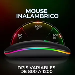 <b>Wireless</b> Optical <b>Mouse</b> With Minimalist RGB Lighting, USB Connection, Ergonomic Design for Right Hand, 1200 Ipsi Tracking Speed, - Product Image 3
