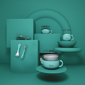 Baode Children's Tableware Set 361 Stainless Steel Bowl Milk Cup Cutlery <b>Kids</b> <b>Dining</b> - Product Image 4