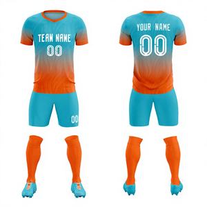 Uniformes de Fútbol Personalizados de Alta Calidad, Impresos por Transferencia de Calor, Transpirables, de Secado Rápido, para Adultos, Conjuntos de Camiseta y Pantalones Cortos, 100% Poliéster - Product Image 1