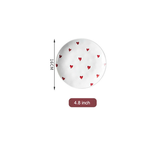Bol à salade japonais peint à la main amour <span class=keywords><strong>petite</strong></span> fleur <span class=keywords><strong>rouge</strong></span> frais et mignon hôtel yaourt ensemble d'assiettes de fruits vaisselle en céramique - Product Image 6