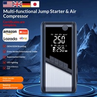 Power Bank 2-in-1 Starter Darurat Mobil 12V 6000mAh Logam Plastik ABS Pompa Udara 150psi Layar Digital Alat Bantu Darurat Mobil