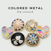 Boutons en métal de style vintage en forme de cœur avec émail coloré, boutons ronds de style chinois pour pull, manteau, pardessus, trench-coat, coupe-vent