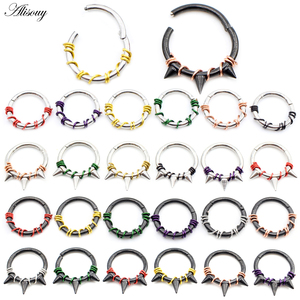 Alisouy 1PC Acier inoxydable Twist Wire Hinged <span class=keywords><strong>Clicker</strong></span> Nose Hoop Rings Ear Cartilage Tragus Daith Septum Body Piercing Jewelry - Product Image 2