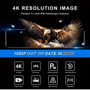 10.88 ''Màn hình cảm ứng ghi kép Dashcam GPS Wifi trở lại HD 1080P Máy ảnh màn hình DVR xe gương chiếu hậu - Product Image 3