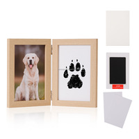 Kit d'empreintes de pattes commémoratives pour animaux de compagnie, cadre en bois, impression sans encre, souvenir pour chien et chat, décoration