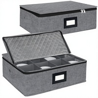 Support à café moderne en tissu pliable et empilable pour 24 tasses avec couvercle à compartiments et poignées (gris foncé) pour usage domestique