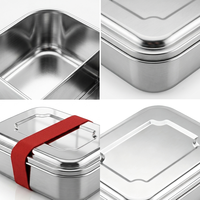 Boîte à lunch bento Miaocai 0-1L à double niveau en acier inoxydable, 2 compartiments, compatible vapeur et micro-ondes, conteneurs de rangement portables