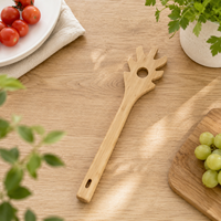 Fourchette à pâtes en bambou, cuillère à spaghetti en bois 29 cm avec trou de suspension, ustensiles de cuisine écologiques pour la cuisson