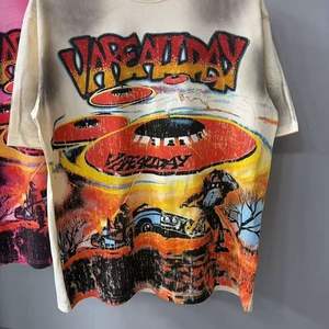 Camiseta informal de manga corta con estampado de diamantes de imitación para hombre y mujer, cuello redondo holgado, top vintage VARE ALL DAY - Product Image 1