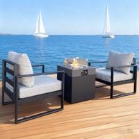 Table carrée en acier de foyer au gaz de 53cm avec chaises