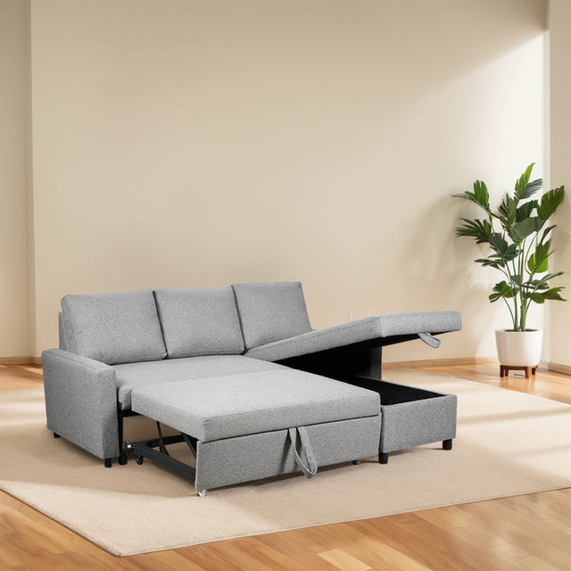 Folding Linen Fabric Sofa Beds Convertible Sleeper Bed with Storage Perfect for Living Room Sofas