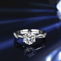 Bague de fiançailles personnalisée en argent sterling 925, en gros, forme ronde, diamant Moissanite VVS1 1 carat, plaqué or 18 carats