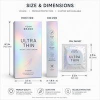 Caja de Embalaje para Condones con Purpurina Holográfica Personalizada, Hecha con Materiales Reciclados, Envoltura de Papel de Aluminio, Logotipo Personalizado, Caja de Condones de Látex Natural Ultrafina