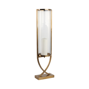 Contemporary Metal And <b>Glass</b> Hurricane Candle Holder Elegant Pillar <b>Candlestick</b> Table Centerpiece Decorative - Product Image 2