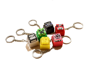 <span class=keywords><strong>Porte</strong></span>-clés Pixel Cube Clicker Fidget, Mini Bloc Personnage Bouton Mécanique Jouet Anti-Stress Pendentif Sac Décoration - Product Image 1
