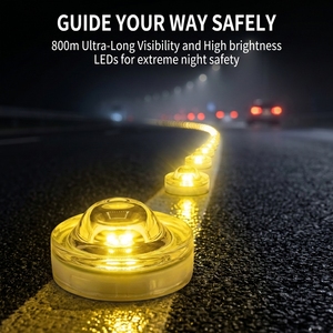 Borne lumineuse solaire LED en verre de qualité supérieure, utilisable par temps de pluie, avec interrupteur de contrôle solaire, marqueur de sécurité routière - Product Image 1