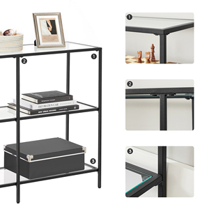 <span class=keywords><strong>VASAGLE</strong></span> Table <span class=keywords><strong>console</strong></span> moderne Table basse structure en acier 3 étagères étagère en verre trempé Table de couloir - Product Image 6