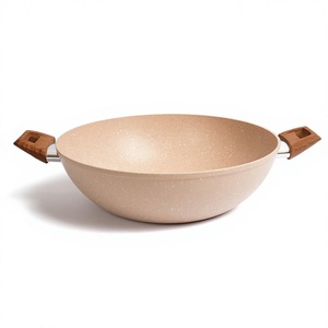 Sartén Profunda Antiadherente de Aluminio, <span class=keywords><strong>Wok</strong></span>, Cacerola con Revestimiento de Mármol, con Vaporera, Tapa de Vidrio, Base de Inducción Multifuncional, Olla para Cocinar - Product Image 4