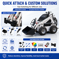 Mesin Diesel Hidrolik Aliran Tinggi & Pompa Mini Sit-on Wheeled Skid Steer Loader untuk Pembersihan Jalan