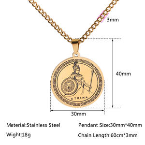 Venta caliente estilo clásico de acero inoxidable Athena colgante collar sabiduría guerra diosa Medusa de la mitología griega - Product Image 2