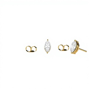 Minimalist 18K Gold Plated Stud <b>Earrings</b> Marquise Cut Diamond Solitaire Eye Shaped Studs <b>Earrings</b> Fine Jewelry for Women - Product Image 1