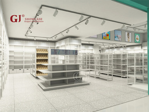 Estantes para tiendas minoristas Soporte de exhibición de joyería profesional de madera Decoraciones de muebles para tienda de regalos Diseño de interiores - Product Image 3