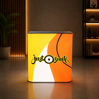 Table pliante portable avec barre lumineuse LED, comptoirs de promotion pour salons professionnels avec couvercle