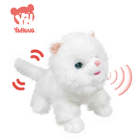 Berührungsgesteuerte Miauende und Murrende Weiße Plüsch-Ragdoll-Roboter-Katze mit Blinkenden Augen, Weiches Baumwoll-Stofftier