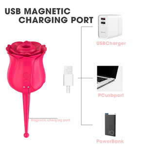 Vibrador en forma de rosa, un masturbador femenino burlón con succión y vibración - Product Image 4