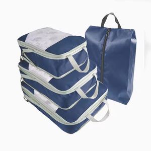 Bolsa Organizadora de Equipaje de Viaje Plegable de Poliéster Ligero y Moderno, Cubos de Embalaje de Compresión de Malla Portátiles para Zapatos - Product Image 5
