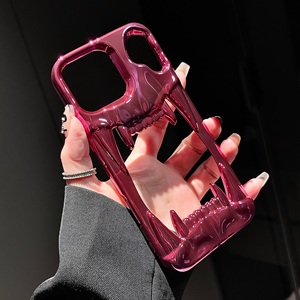 Mạ Điện New Hollow <span class=keywords><strong>Tiger</strong></span> Răng 3D Trường Hợp Đối Với <span class=keywords><strong>iPhone</strong></span> 17 Pro Phong Cách Hollow Bạc Điện Thoại Bìa Đối Với <span class=keywords><strong>iPhone</strong></span> 17 16 15 14 13 12 - Product Image 4