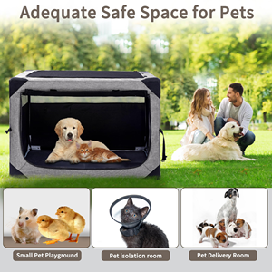 Fleece Bed Folding Soft Dog <b>Crate</b> With Carrying Bag Soft Sided Pet Foldable Kennel Cage Durable Mesh Windows Strong Steel Frame - Product Image 2