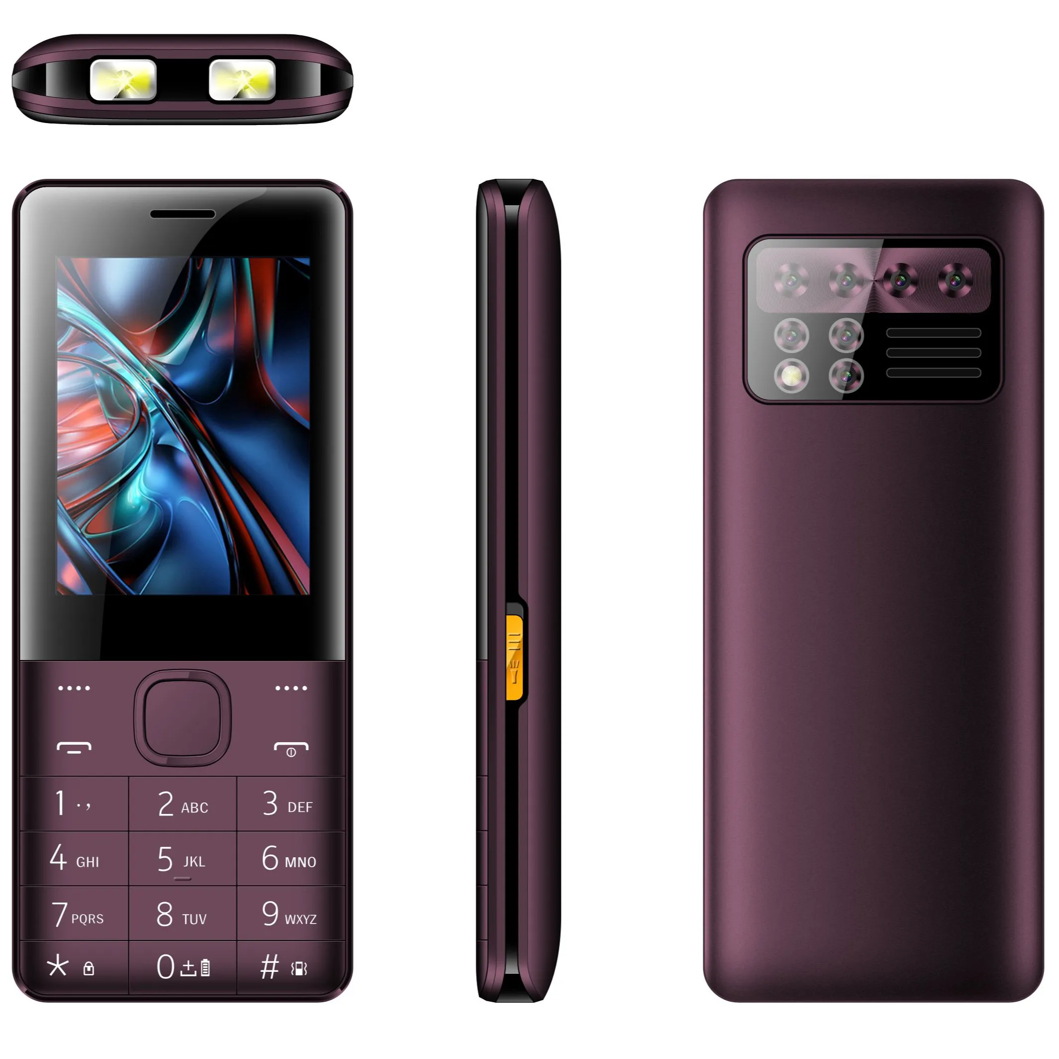 Wholesale GSM GPRS Senior Phone 2.8 Inch Led Flash 4 SIM Card Big Button High Volume SOS Basic Bar Phone 2G Cell Phone