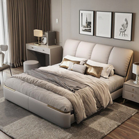 Cadre de lit en bois doux moderne et luxueux HAOYU modèle 6108 avec rangement, design élégant et rembourré, confortable, 1,8 m