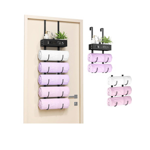 Towel Rack Behind <b>Door</b> 6 Tier Metal Storage Organizer Shelf For Bathroom Towels And Accessories - Product Image 5