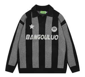 Maglione Personalizzato con Logo, Colletto a Polo a Righe, Ricamo, <span class=keywords><strong>Jacquard</strong></span>, <span class=keywords><strong>Maglia</strong></span> da Calcio Lavorata a <span class=keywords><strong>Maglia</strong></span> per l'Inverno - Product Image 2