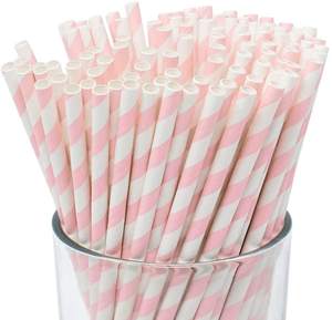 قشات ورقية مخططة مخصصة 6×197 مم صديقة للبيئة للزفاف/حفلات أعياد الميلاد، قشات يمكن التخلص منها بالجملة للزينة - Product Image 1