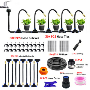 Temporizador Automático de Riego para Jardín con Manguera de PU de 15m, 30 Conectores y Lazos, Capacidad de 0-30L para Riego de Jardín Exterior - Product Image 1