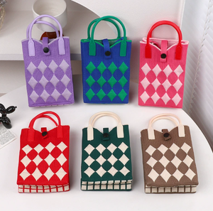 Bolso cruzado de punto al por mayor para teléfono, lindo mini bolso de mano de punto para mujer, bolso tote - Product Image 4