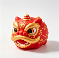 Balle anti-stress en mousse PU personnalisée avec logo, forme de lion porte-bonheur traditionnel, jouet sensoriel à presser pour soulager le stress