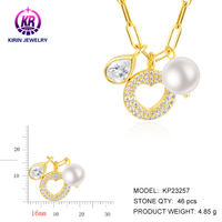 Pendentifs de mode Kirin, breloques en perles et zircon, remplaçables, plaqués or 18 carats, collier en argent 925 pour femme