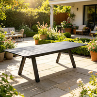 Table de jardin d'extérieur peu encombrante Meubles de patio d'extérieur Table de salle à manger extensible rectangulaire en aluminium