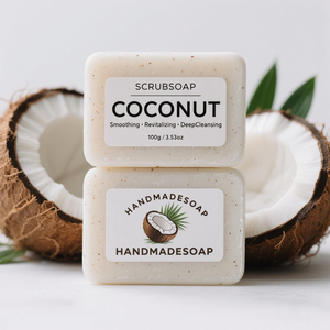 Jabón de aceite de coco hidratante blanqueador exfoliante hecho a mano vegano natural para hombres y mujeres - Product Image 3
