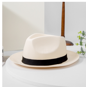 Cl52204 bán buôn Panama giấy rơm Mũ ngắn vành Unisex phong cách Chất lượng cao Fedora mũ rơm Sun Visor <span class=keywords><strong>hat</strong></span> - Product Image 4